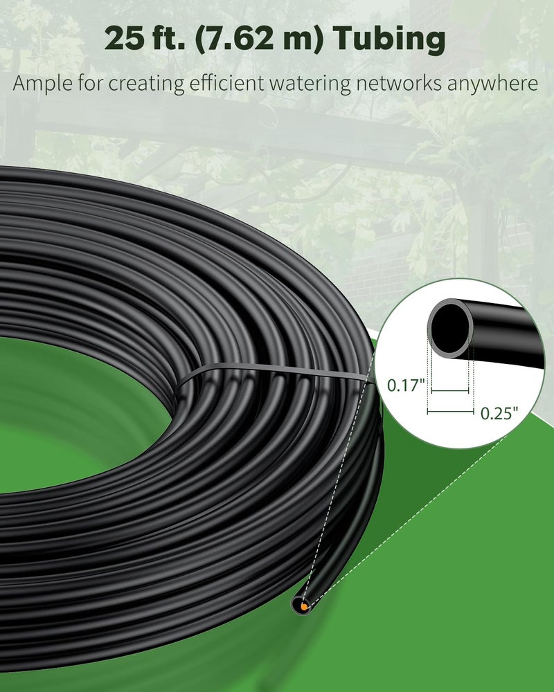 Pawfly 25 ft. 1/4" Drip Irrigation Tubing, Blank PE Distribution Tubing for Drip Irrigation System, Black Polyethylene Drip Line, Drip Irrigation Hose Roll for Garden Watering - Image 2